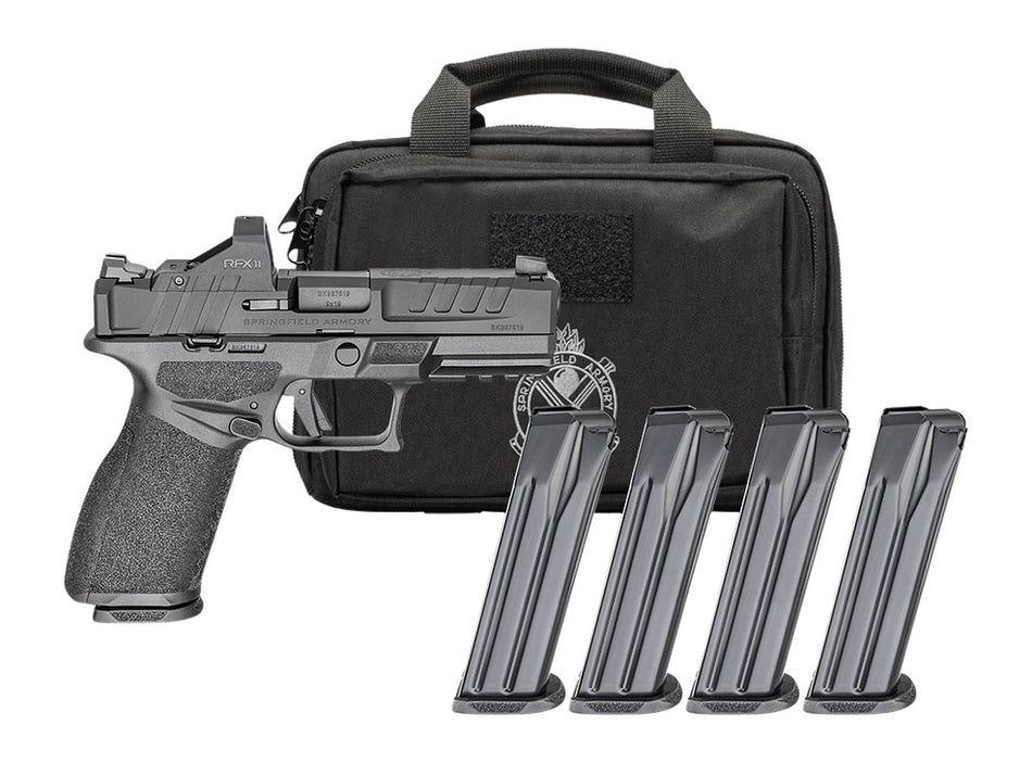 Springfield Armory EC9409BFCCAPAC Echelon 40F.C Gear Pac *CA Compliant 9mm Luger 10+1 4" Black Melonite Barrel, Steel Optic Ready/Serrated Slide, Black Polymer Frame w/Picatinny Rail, Ambidextrous