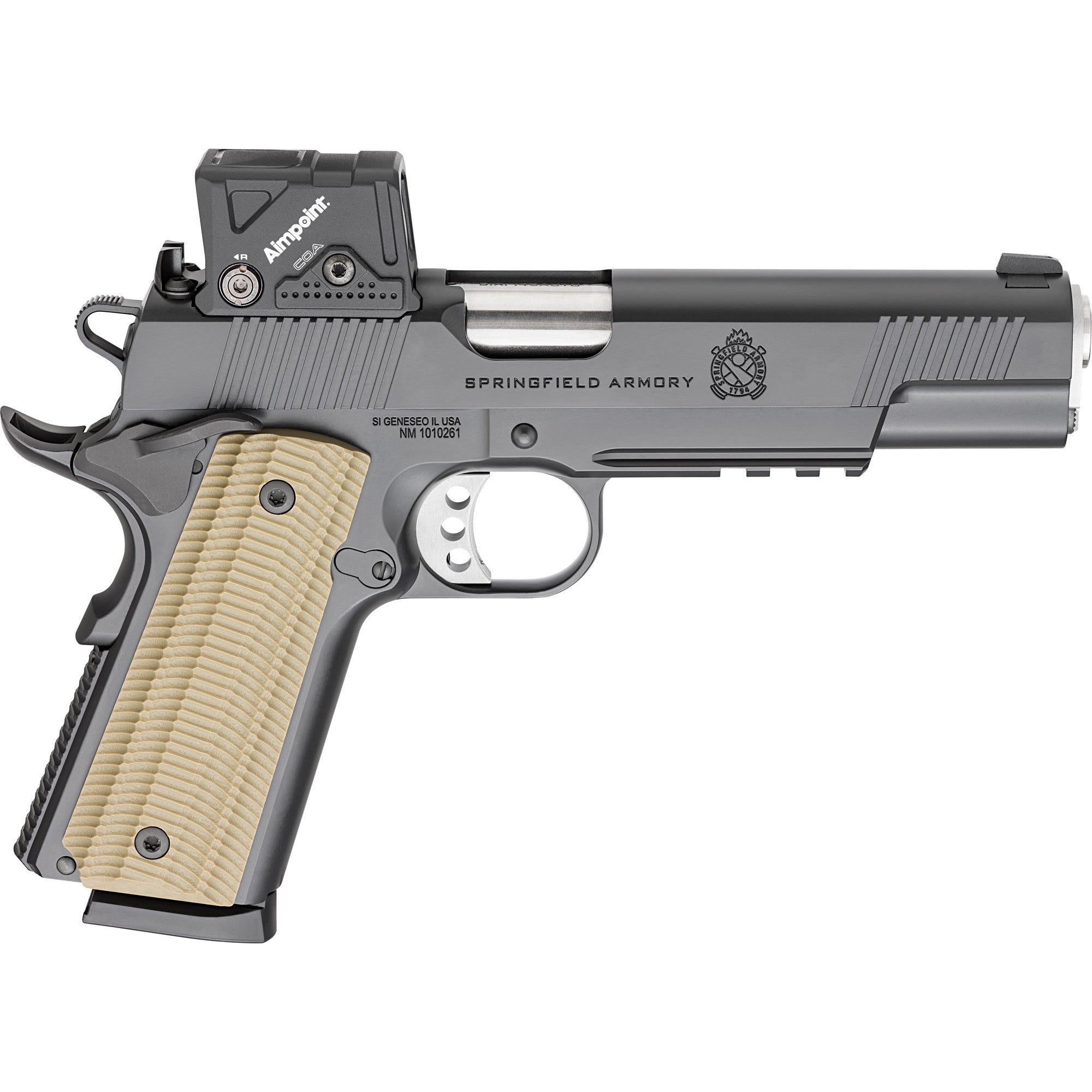 Springfield Armory PO9230COA 1911 Operator AOS 45 ACP 8+1 5" Match Grade Barrel, Carbon Steel Steel Frame w/Beavertail & Picatinny Rail