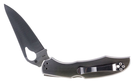 Spyderco BY03P2 Byrd Cara Cara 2 3.75" Folding Spear Point Plain 8Cr13MoV SS Blade Stainless Steel Handle with Pocket Clip