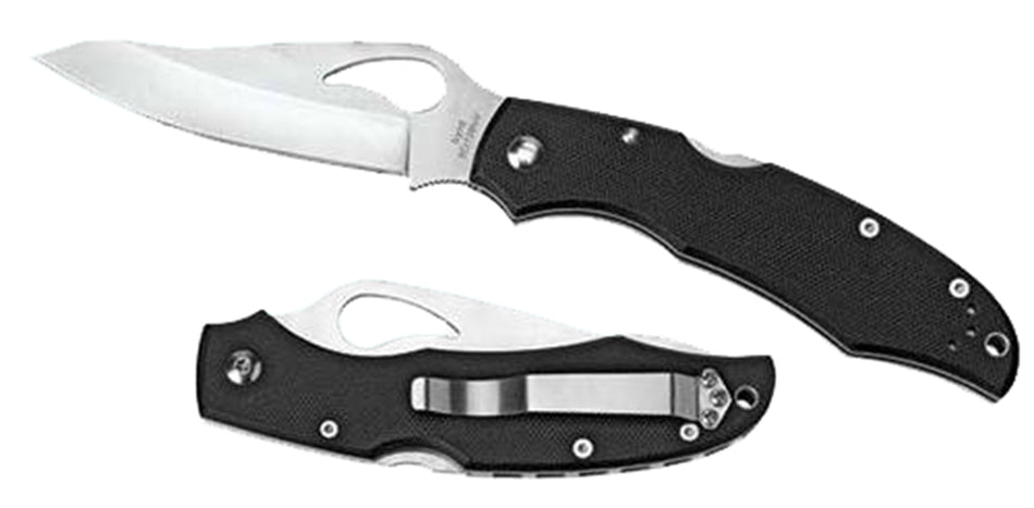 Spyderco BY03PSBK2 Byrd Cara Cara 2 Lightweight 3.75" Folding Drop Point Part Serrated 8Cr13MoV SS Blade Black Textured FRN Handle with Pocket Clip