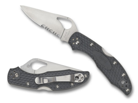 Spyderco BY04PSBK2 Byrd Meadowlark 2 Lightweight 2.87" Folding Drop Point Part Serrated 8Cr13MoV SS Blade Black Textured FRN Handle with Pocket Clip