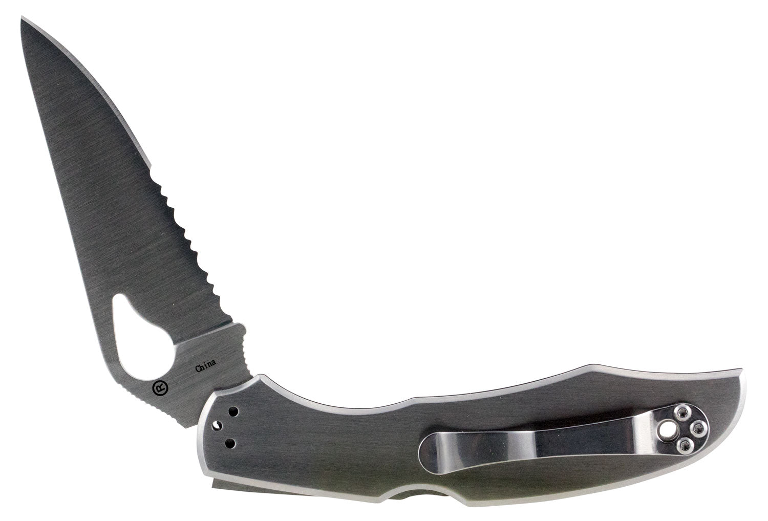 Spyderco BY03PS2 Byrd Cara Cara 2 3.75" Folding Drop Point Part Serrated 8Cr13MoV SS Blade Stainless Steel Handle with Pocket Clip