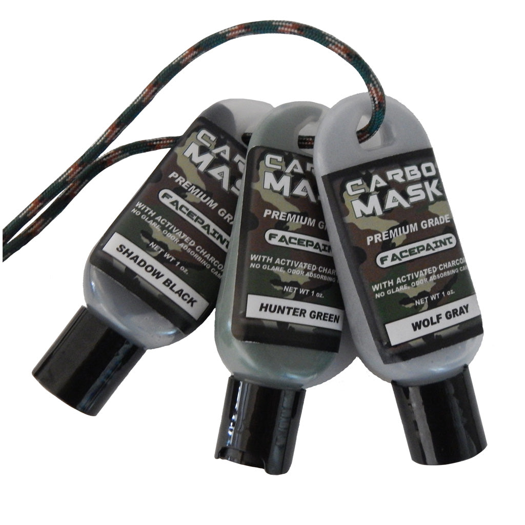 Carbo Mask Hunting Facepaint Black/Green/Grey 1 oz. 3-Pack