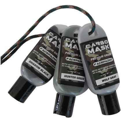 Carbo Mask Hunting Facepaint Black/Green/Grey 1 oz. 3-Pack