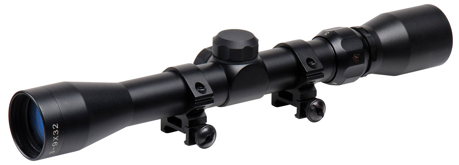 TruGlo Trushot TG-853932B 3-9x32mm Black 1" Tube Duplex Reticle Scope w/3/8" Dovetail Rings