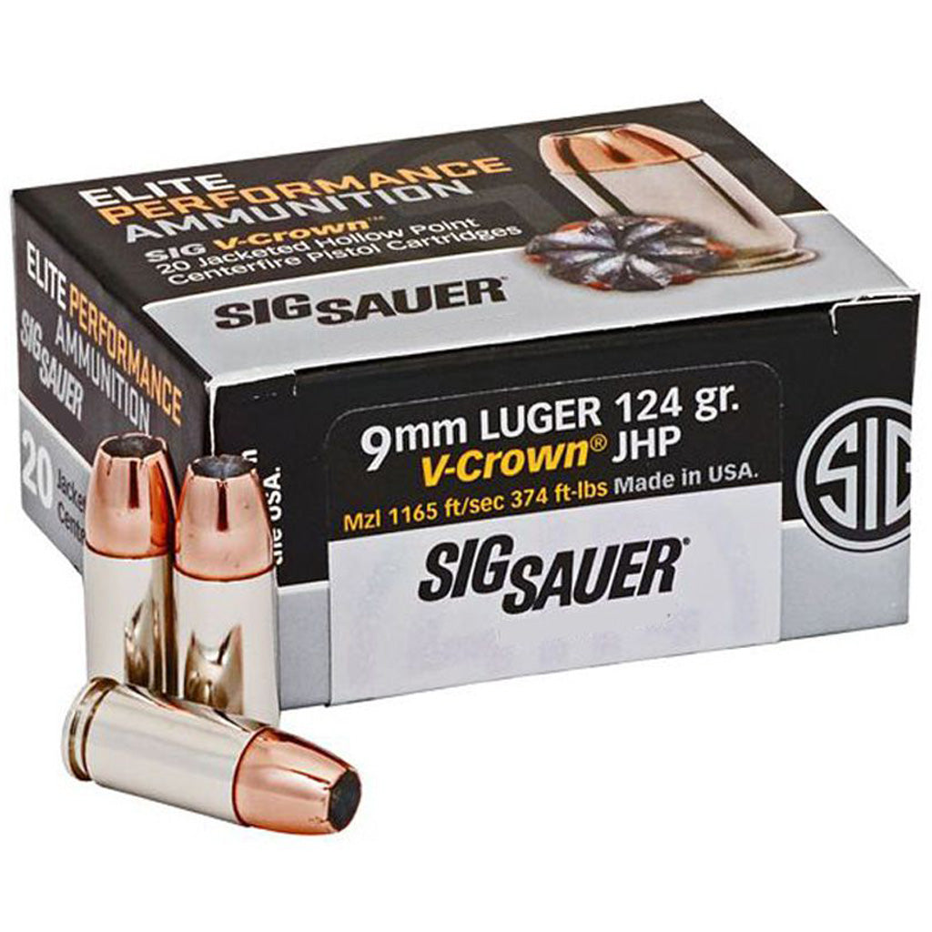 Sig Sauer Elite Performance V-Crown 9mm Luger / Parabellum 124 gr JHP ammo