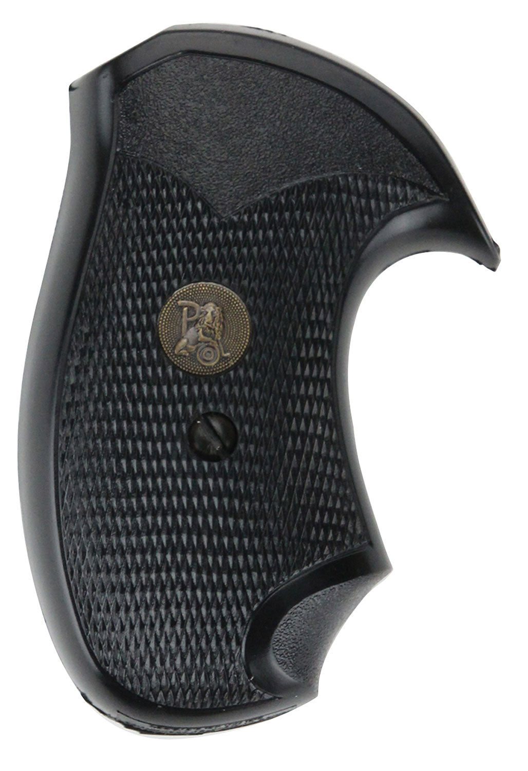 Pachmayr 03252 Compact Grip Checkered Black Rubber with Finger Grooves for S&W J Frame Round Butt