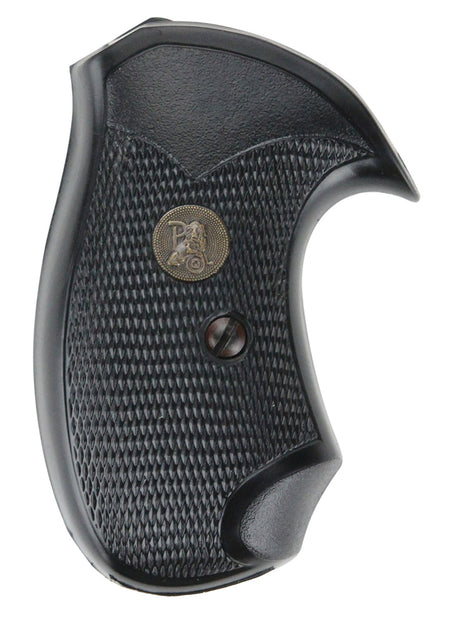 Pachmayr 03255 Compact Grip Checkered Black Rubber for S&W J Frame Square Butt Revolver
