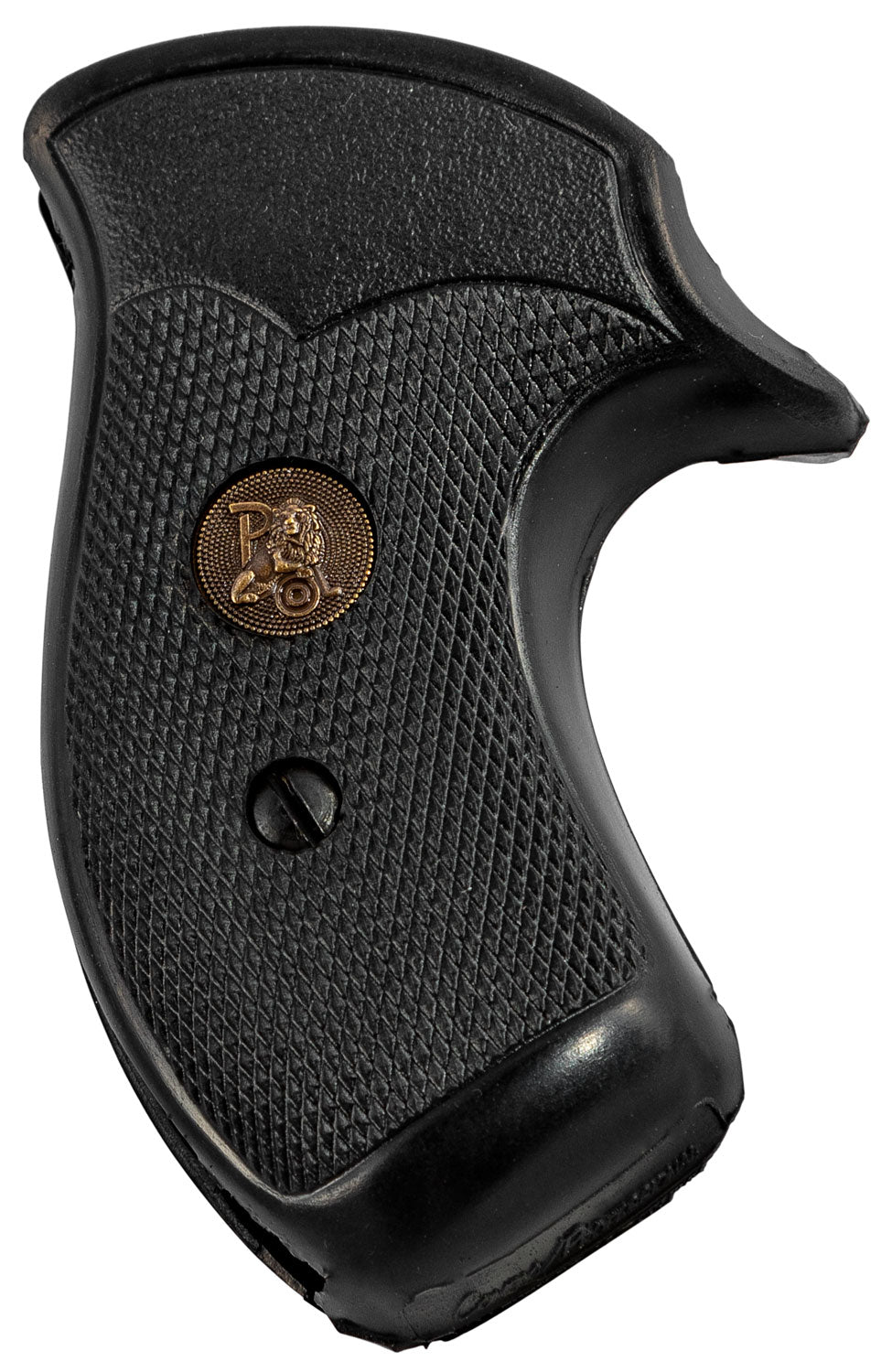 Pachmayr 03254 Compact Grip Checkered Black Rubber for S&W J Frame Round Butt Revolver