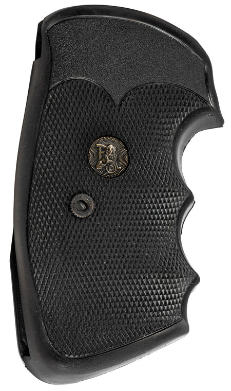 Pachmayr 02529 Gripper Professional Grip Checkered Black Rubber with Finger Grooves for Colt Python and Trooper