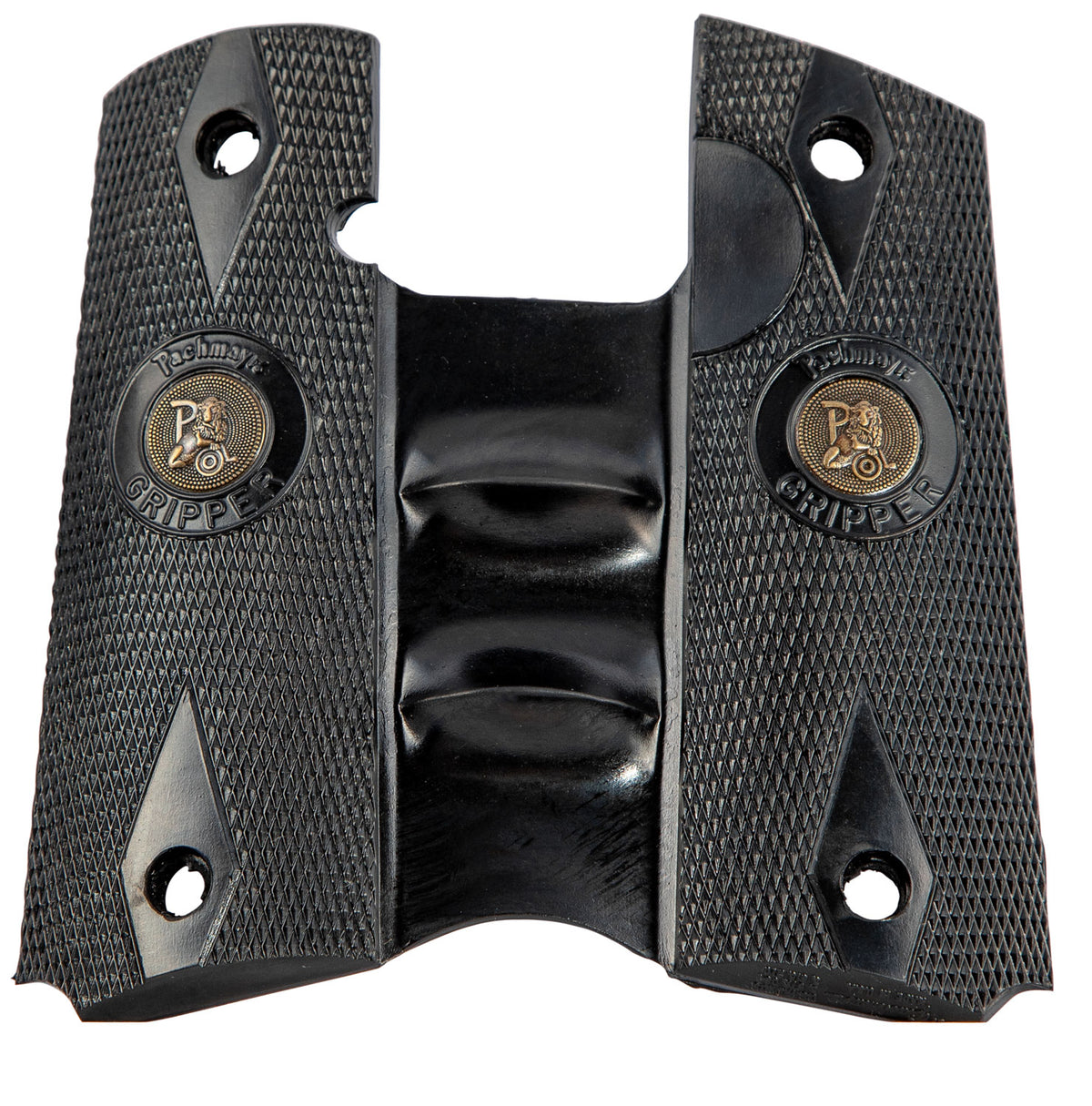 Pachmayr 05008 Signature Grip Checkered Black Rubber with Finger Grooves for 1911 Pistols