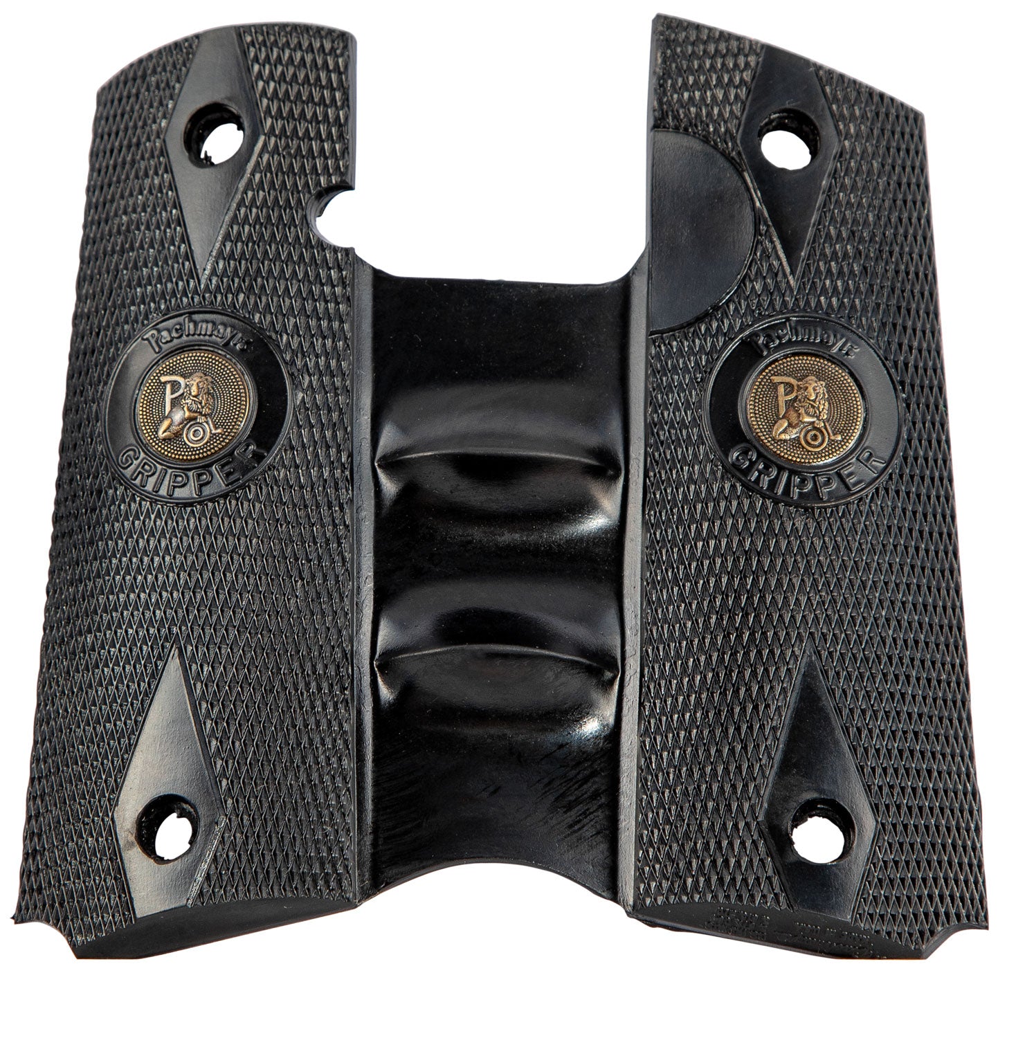 Pachmayr 05008 Signature Grip Checkered Black Rubber with Finger Grooves for 1911 Pistols