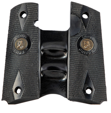 Pachmayr 05008 Signature Grip Checkered Black Rubber with Finger Grooves for 1911 Pistols