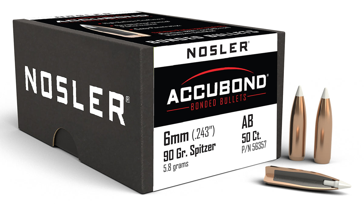 Nosler AccuBond 6mm 90gr Polymer Tip Hunting Bullets 50/Box