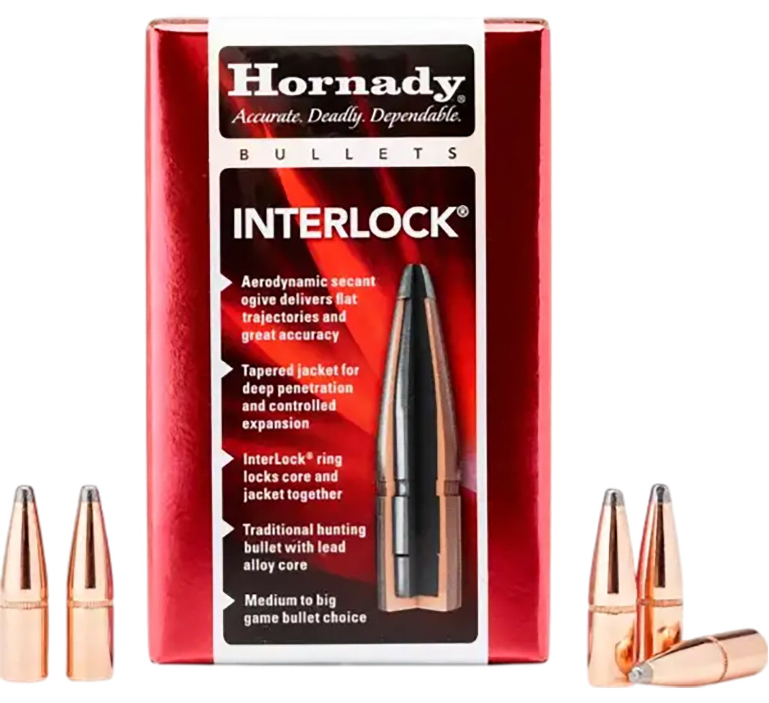 Hornady InterLock Bullets 6.5mm .264 160 gr RN 100 Per Box