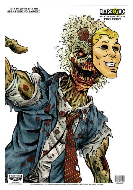 Birchwood Casey Darkotic Fine Print Zombie Lawyer 12"x18" Splatter Paper Hanging Target 8 Pack