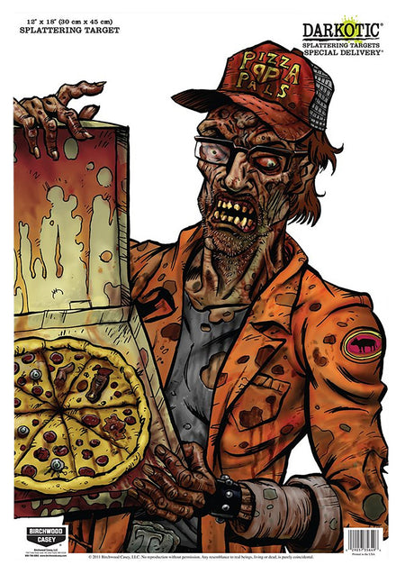 Birchwood Casey 35650 Darkotic Special Delivery Zombie Pizza Splatter Paper Targets 12"x18" 8 Pack