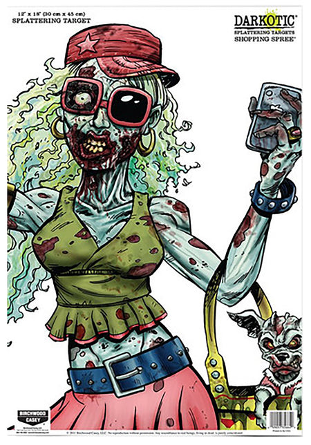 Birchwood Casey Darkotic Shopping Spree Zombie Valley Girl 12"x18" Splatter Paper Hanging Target 8 Pack