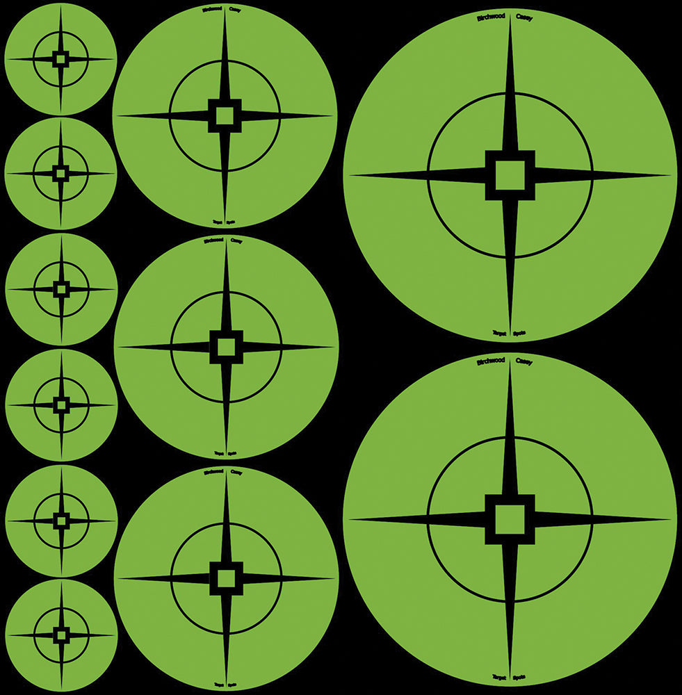 Birchwood Casey Target Spots Assorted Self-Adhesive Crosshair Atomic Green 60 Pack