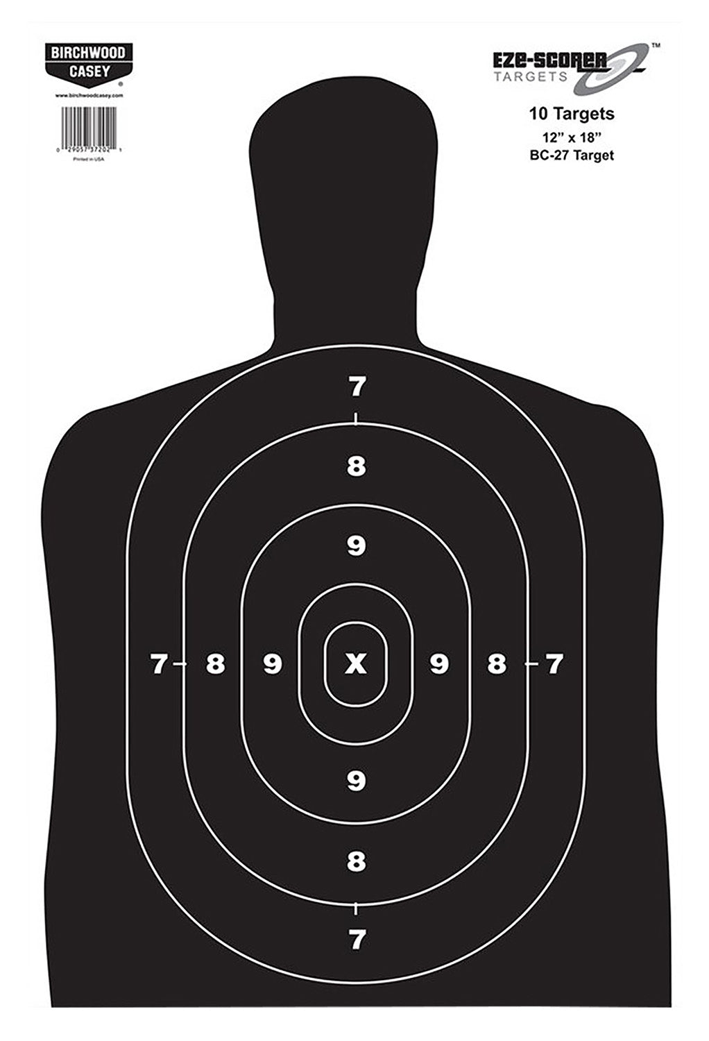 Birchwood Casey 37005 EZE-Scorer BC-27 Silhouette Paper Hanging Targets 12"x18" 100 Pack