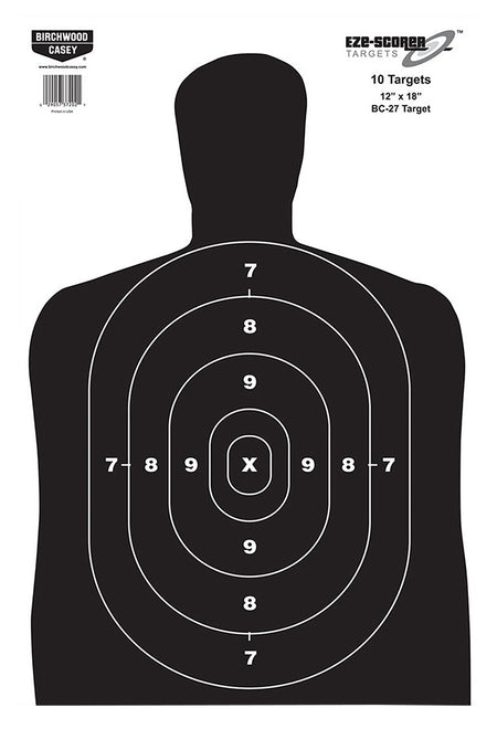 Birchwood Casey 37005 EZE-Scorer BC-27 Silhouette Paper Hanging Targets 12"x18" 100 Pack