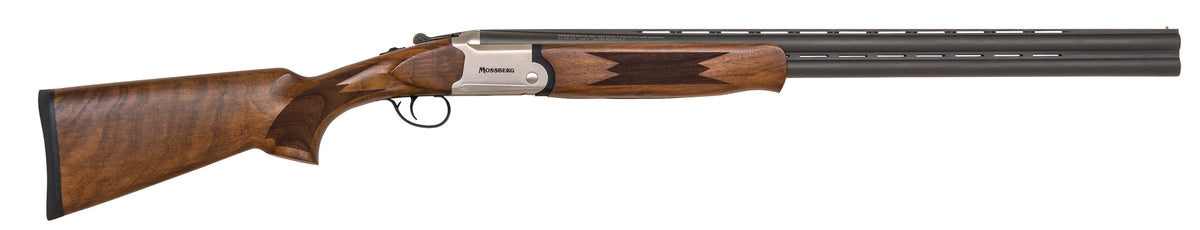 Mossberg 75490 Silver Reserve 16 Gauge Break Open 2.75" 2rd 30" Matte Blued Vent Rib Barrel, Engraved Satin Silver Receiver, Fixed Satin Black Walnut Stock, 5 Standard Chokes