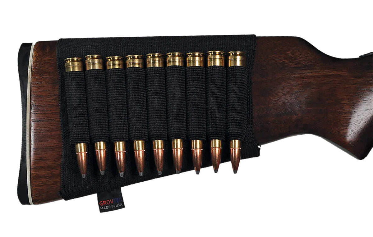 GrovTec US GTAC81 Elastic Buttstock Cartridge Holder 9-Round Rifle Buttstock Slip-On Mount