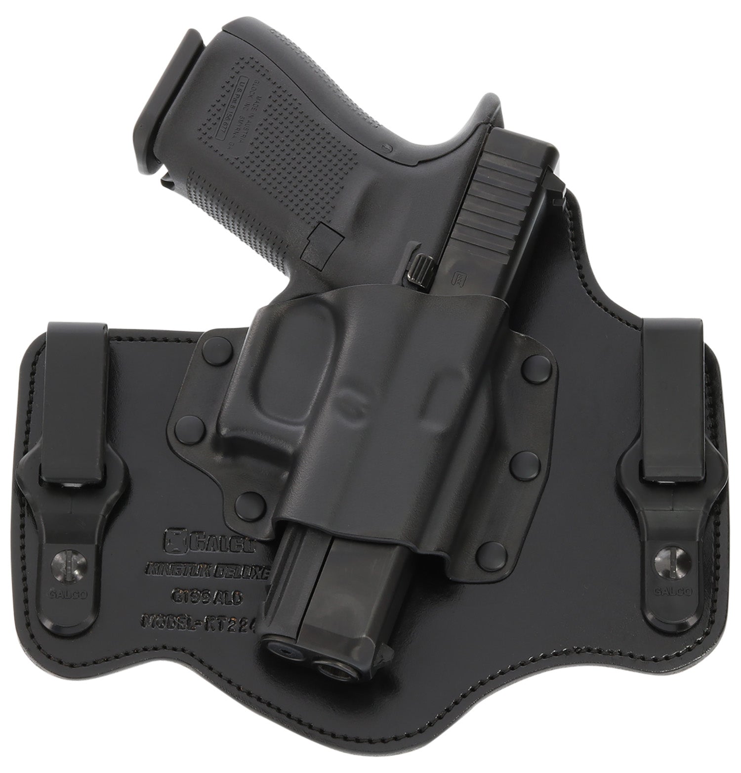 Galco KingTuk Deluxe IWB Holster for Glock 17/22/Ruger Security-9 - Black Kydex/Leather, Right Hand