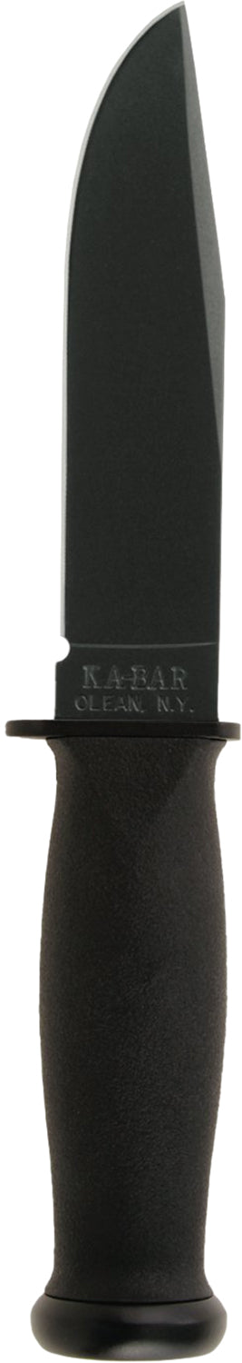 Ka-Bar 2221 Mark I 5.13" Fixed Clip Point Plain Black 1095 Cro-Van Blade Black Kraton G Handle MOLLE Sheath