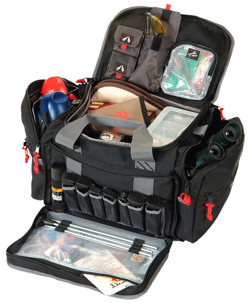 GPS Bags 2014LRB Large Black Nylon Range Bag Holds 5+ Handguns with 4 Ammo Dump Cups