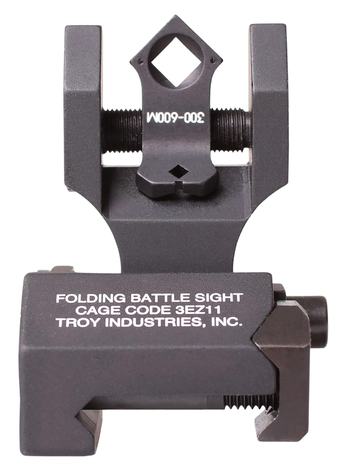 Troy Industries SSIGFBSTTBT00 Tritium Rear Folding BattleSight Round Aperture Black Hardcoat Anodized for AR-15