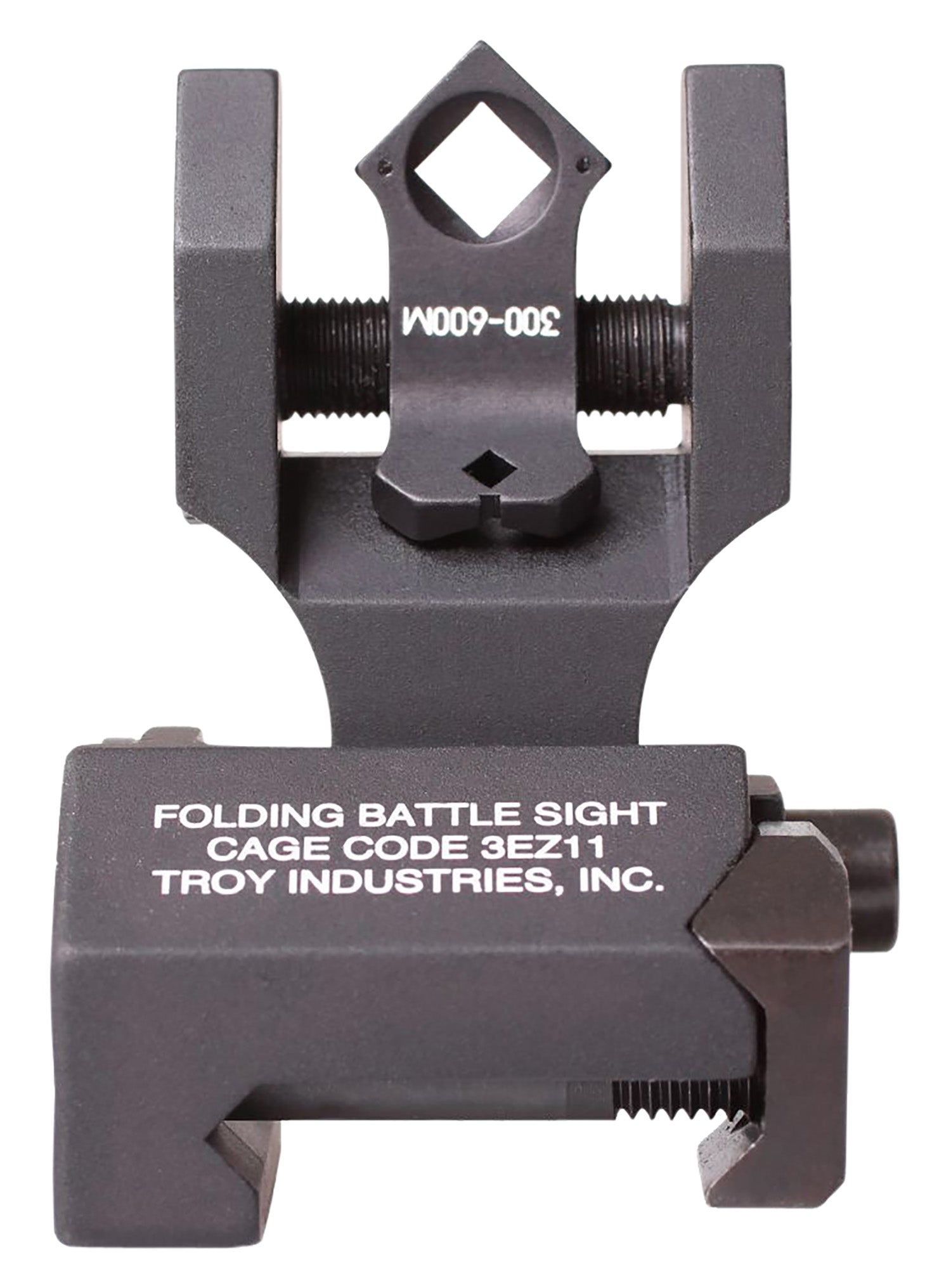 Troy Industries SSIGFBSTTBT00 Tritium Rear Folding BattleSight Round Aperture Black Hardcoat Anodized for AR-15