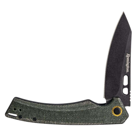 Remington EDC Coping Blade Liner Lock Folding Knife 4.5in Dark Green Micarta Handle