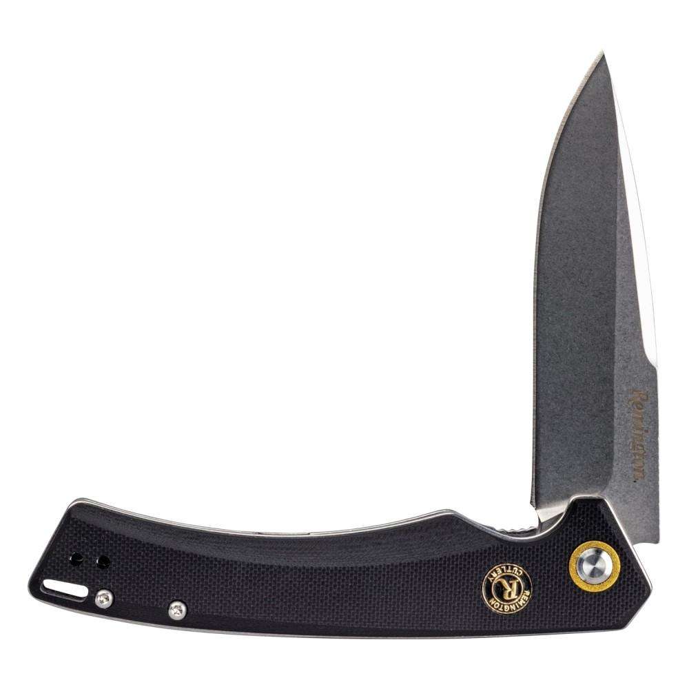 Remington EDC Drop Point Blade Liner Lock Folder 4.75in Black G10 Handle