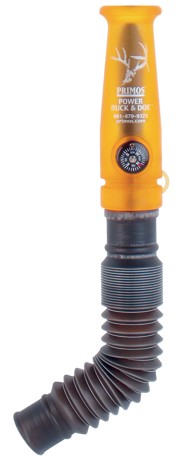 Primos 729 Power Grunter Deer Call - Single/Double Reed, Built-In Compass, Black/Gold