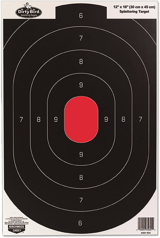 Birchwood Casey 35608 Dirty Bird Silhouette Tagboard Hanging Pistol Targets 12"x18" Black/White 8 Pack