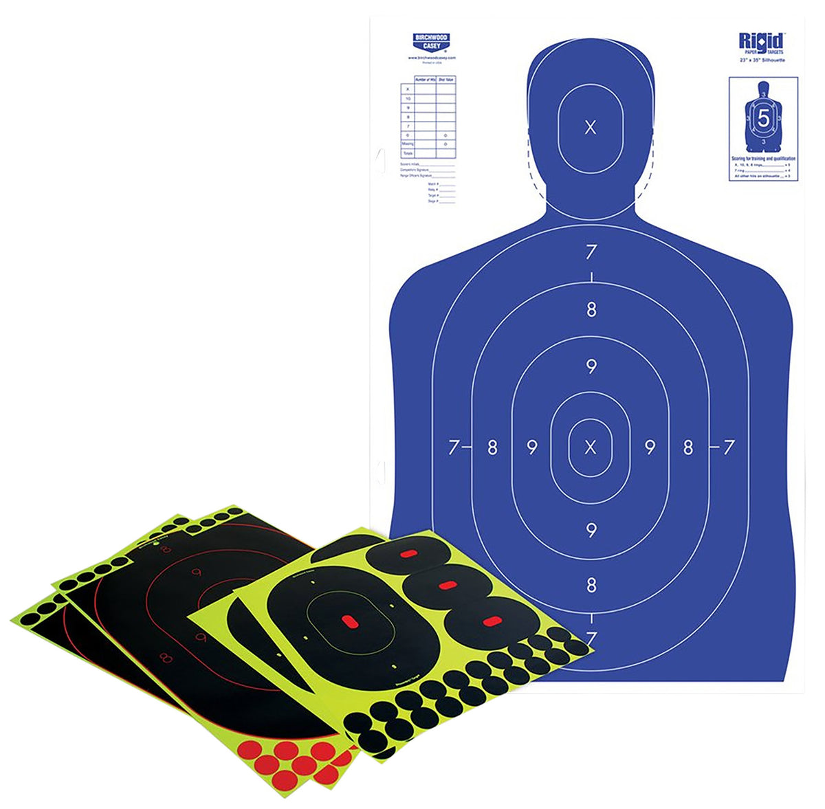 Birchwood Casey 34602 Shoot-N-C Reactive Silhouette Target Kit Self-Adhesive Paper Multi-Color