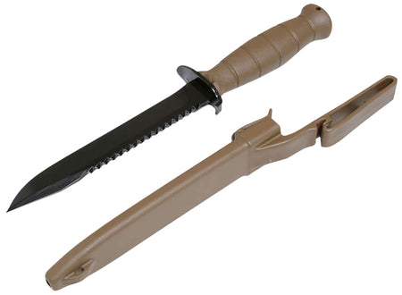 Glock KDO39179 Field Knife 7" Fixed Clip Point Plain/Saw Black Carbon Steel Blade, FDE Trimond Polymer Handle