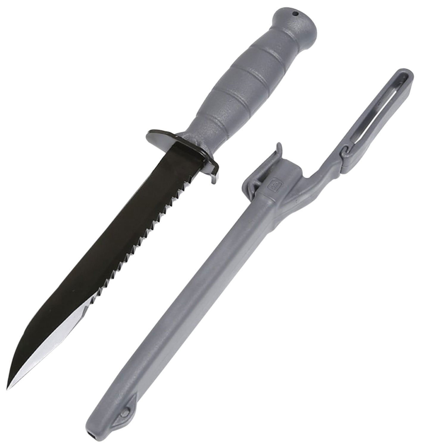 Glock KG039180 Field Knife 7" Fixed Clip Point Plain/Saw Black Carbon Steel Blade, Gray Trimond Polymer Handle