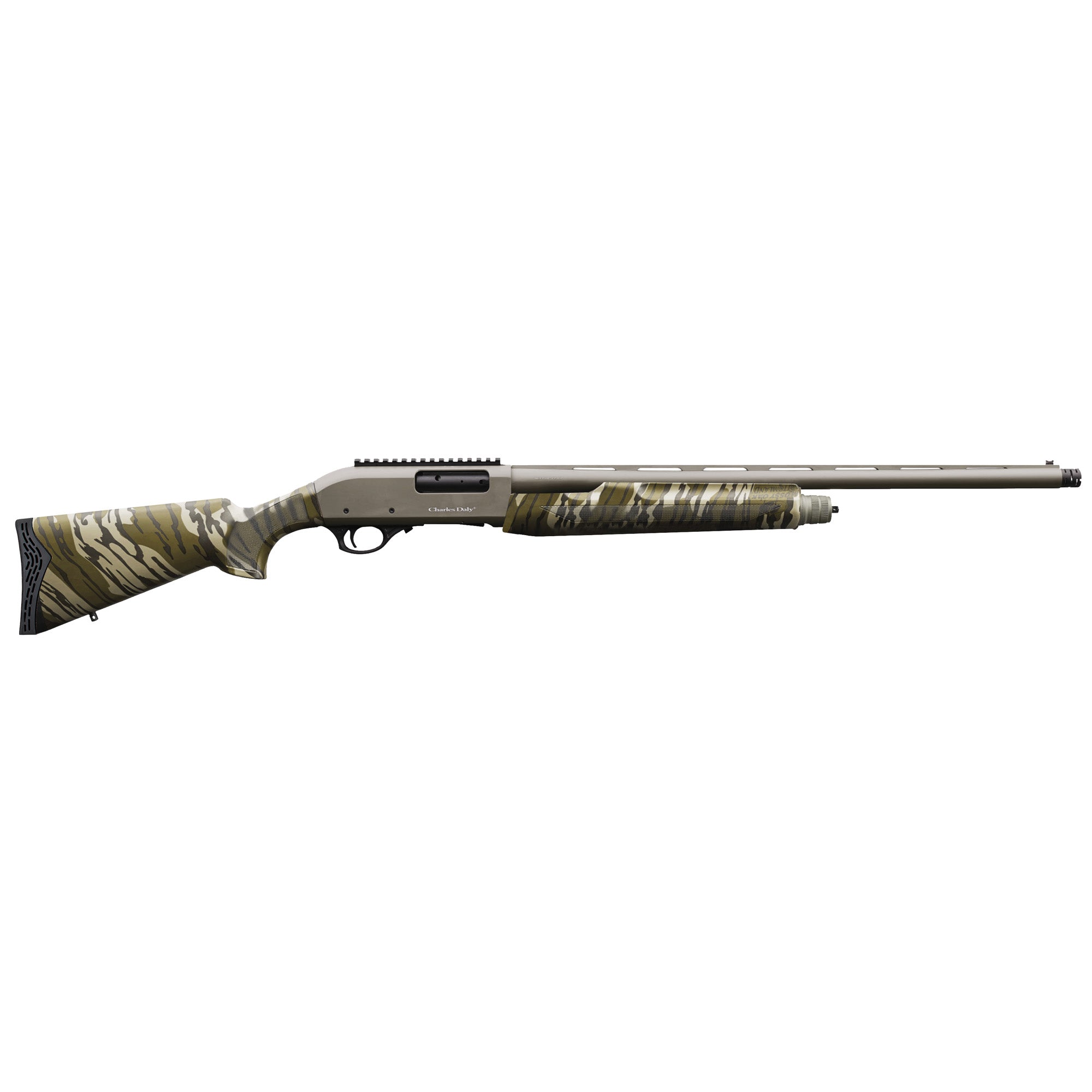 Charles Daly 930421 301 Turkey Full Size 20 Gauge Pump 3" 4+1 24" OD Green Cerakote Vent Rib Barrel & Aluminum Receiver w/Picatinny Rail, Mossy Oak Bottomland Synthetic Stock