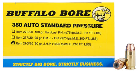 Buffalo Bore Standard Pressure .380 ACP/Auto 90 gr JHP ammo