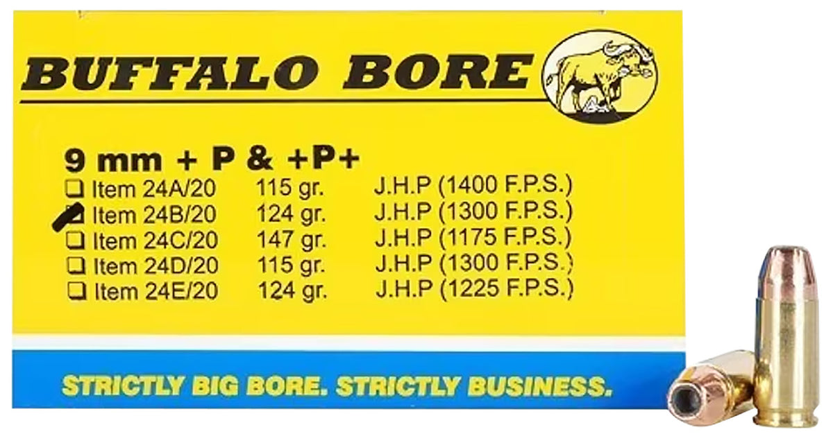 Buffalo Bore Personal Defense +P+ 9mm Luger / Parabellum 124 gr JHP ammo