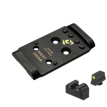 Night Fision Optic Plate and Night Sight Combo EPS to Glock Full Size MOS