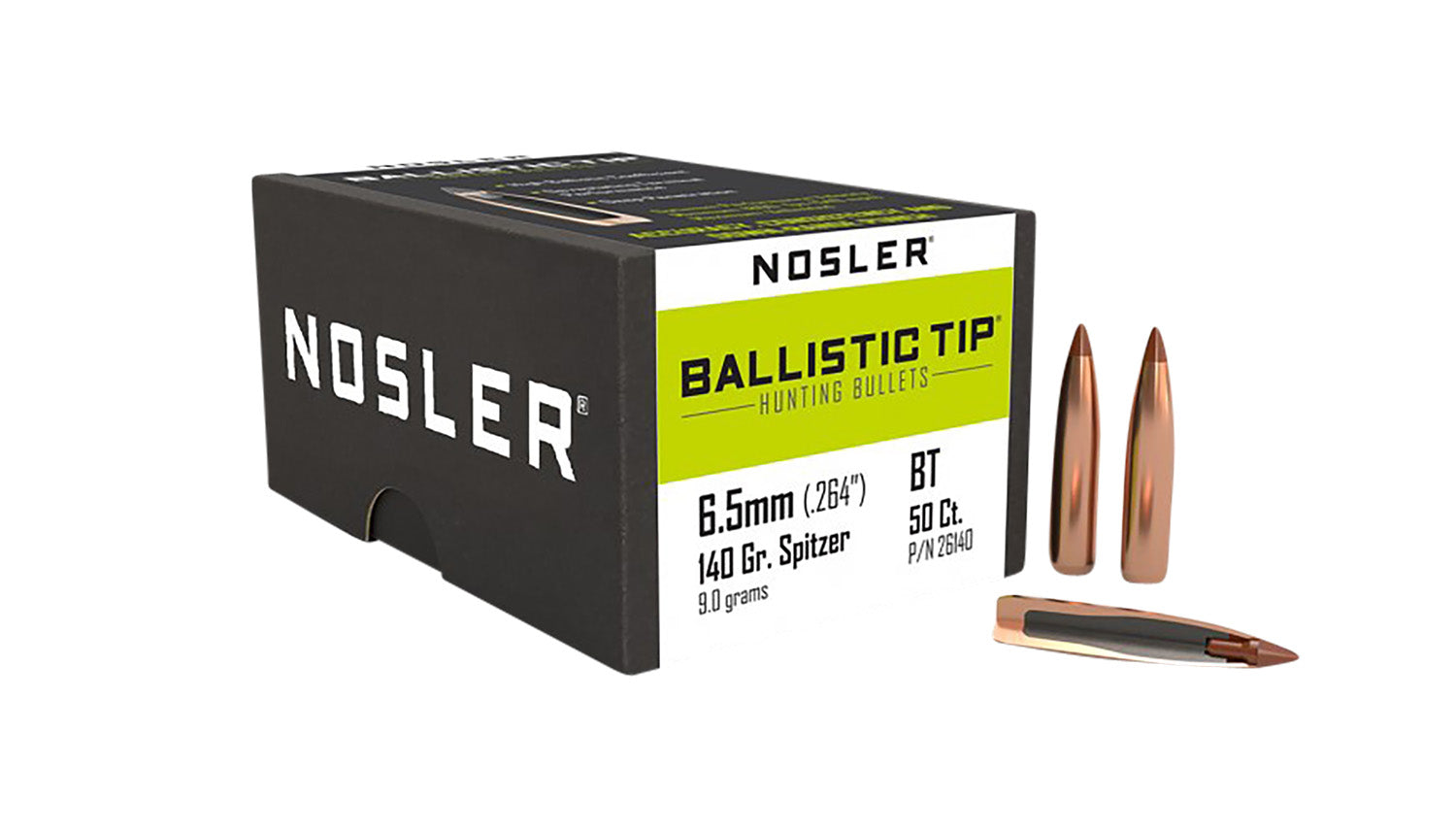 Nosler Ballistic Tip 6.5 Creedmoor 140gr Boat Tail Spitzer Bullets 50/Box