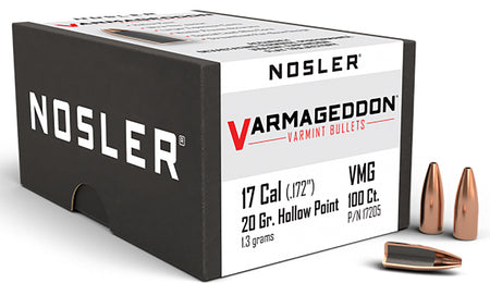 Nosler Varmageddon 17Cal 20gr FBHP High-Velocity Varmint Bullets 100/Box
