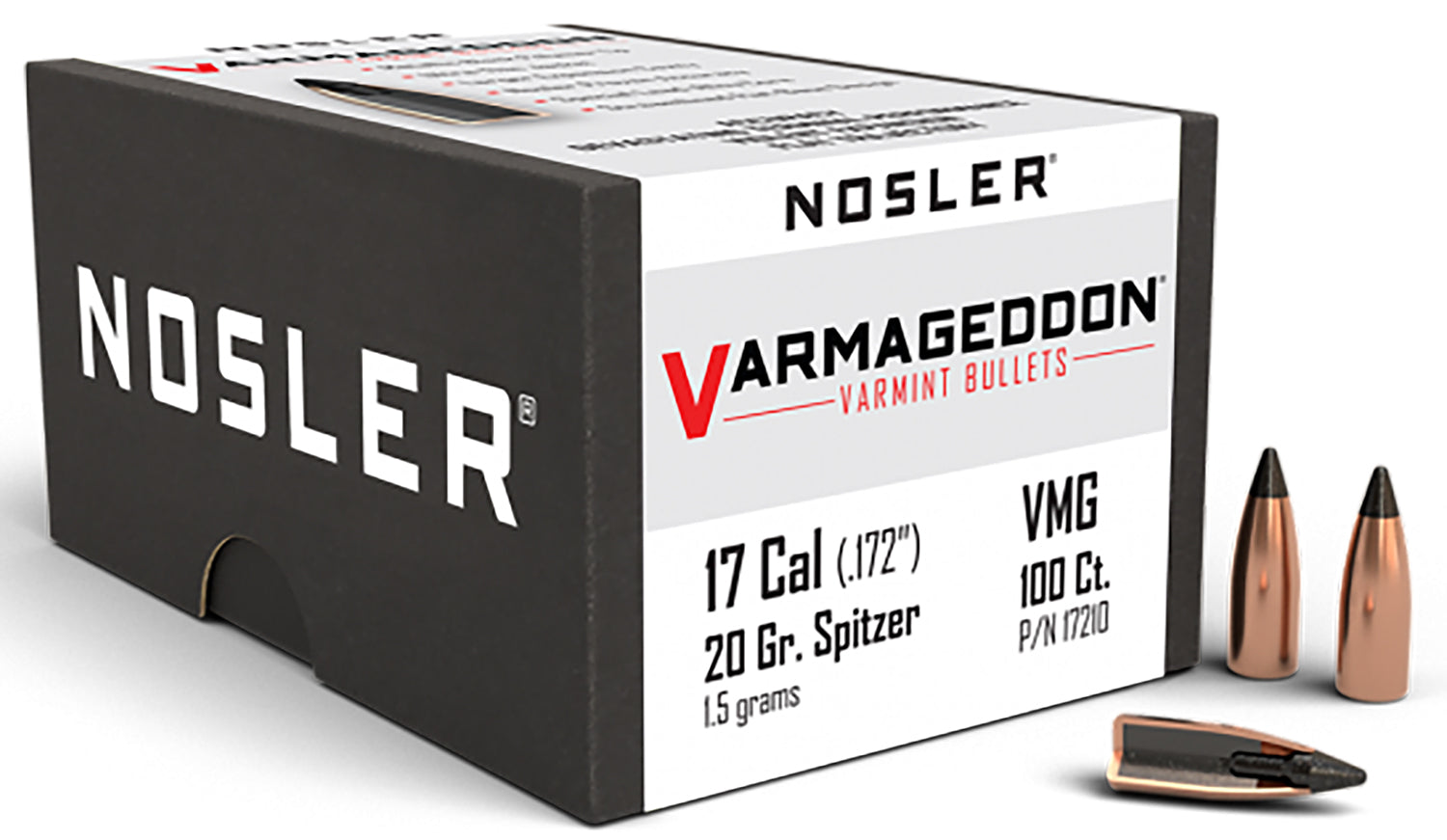Nosler Varmageddon 17Cal 20gr FBT Polymer Tip Varmint Bullets 100/Box