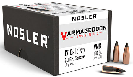 Nosler Varmageddon 17Cal 20gr FBT Polymer Tip Varmint Bullets 100/Box