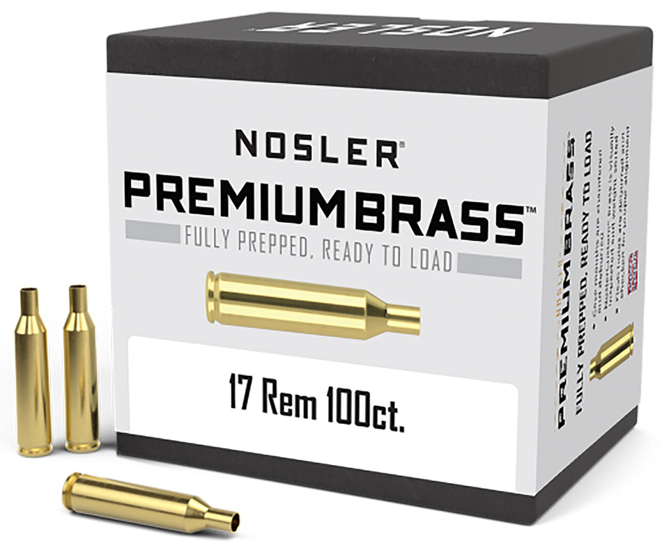 Nosler Premium Unprimed Rifle Brass 17 Rem 100 Per Box