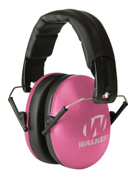 Walker's Youth & Women Folding Ear Muff 27 dB Over-the-Head Pink/Black Polymer