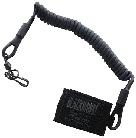 Blackhawk 90TPL2BK Tactical Pistol Lanyard Coiled Wire Swivel Belt Loop